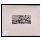 Antique British Original Ink & Wash Ship Rescue