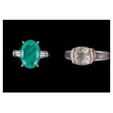 2 Sterling Silver Womens Rings With Stone Accents