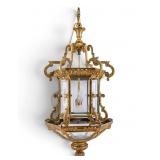 Early 20th C French Gilt Bronze/Brass Hall Lantern
