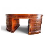 English Antique-Style Oval Partners Desk