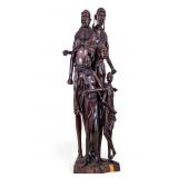 Large African Ebony Wood Figural Family Sculpture