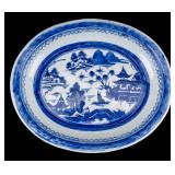Antique Chinese Export Blue and White Oval Tray