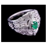 Sterling Silver and Emerald Ring