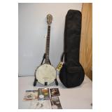 ROGUE 5 STRING BANJO WITH CASE AND EXTRAS