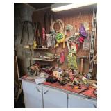 work bench and wall contents