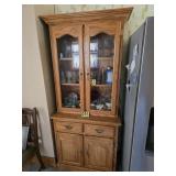 small solid oak china closet