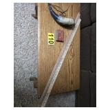 misc lot powder horn shells yard sticks