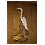 wood sculpture heron wall hanger