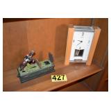 cast iron mechanical bank and clock