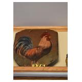 hand painted slate rooster art