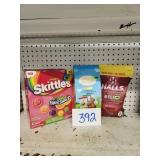 FRUIT SNACKS/ CHOCOLATE BUNNIES AND HALLS COUGH DS