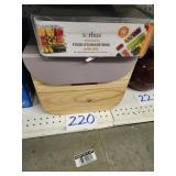 FOOD STORAGE BINS AND WOOD FILE BOX