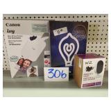 CANON IVY MINI PHOTO PRINTER, LIGHTBULB LIGHT CAMA