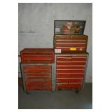 VINTAGE LARGE ROLLING TOOL BOX WITH CONTENTS