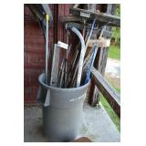 TRASH CAN AND BROOMS