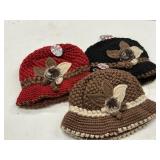 3 fleece lined ladies hats