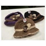 3 ladies fleeced lined hats
