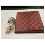 Folding checker and chess set, unit is used  and