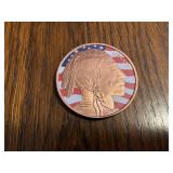 Colored buffalo nickel copper round .999