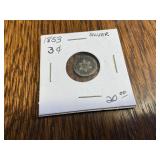 1853 silver three cent