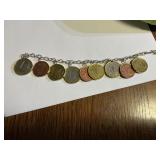 Foreign coin bracelet marked 925 Italy