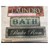 Laundry, bath, and powder room signs