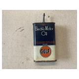 Gulf electric motor oil metal top can