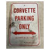 Corvette parking only sign