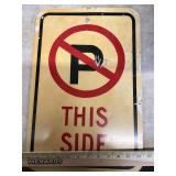 No parking on this side sign