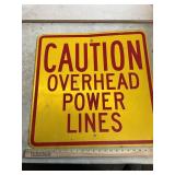 Caution Overhead Power Line sign