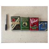 (4) Tobacco cans- Bugler, Velvet,Tuxedo, and