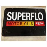Double sided Superflo Motor oil Exxon sign