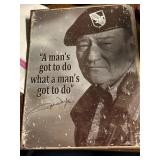 John Wayne tin sign