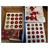 Red plastic Christmas ornaments