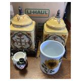 (2)Canisters one with chip, yankee candle snowman