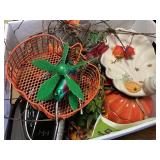 Holiday decor, alarm clock and jars