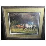 Large print of horses in a meadow by Corctez 1982