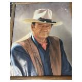 John Wayne poster in frame has some water damage