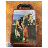 Cowgirl horses western tin box/lunchbox