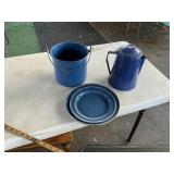 Blue granite cookware