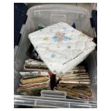 Patterns material in a fliptop tote