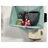 Coffee cups, honey scrub in a little basket
