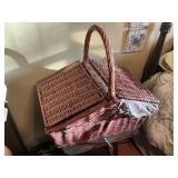 Flip top basket with misc. chargers and decor