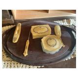 Vanity set on oval tray