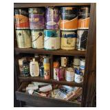 Contents of wooden cabinet in garage