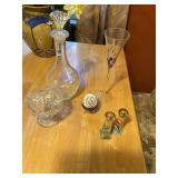 Waterford Crystal decanter, salt and pepper