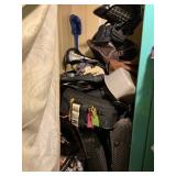 Shower stall of suitcases and bags and other