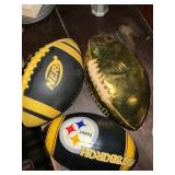 (3) Steelers footballs