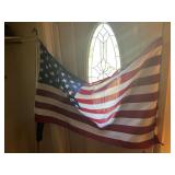 American flag and a Trump flag