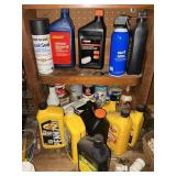 Garage liquids shelf clean off, mostly partials